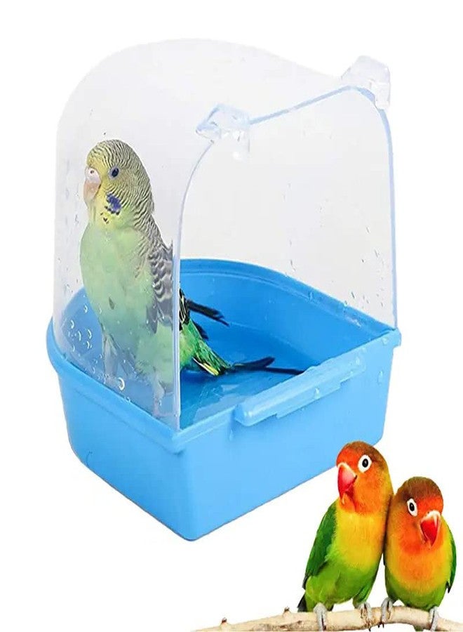 Western Era Bird Bath Box, Shower Caged, Unique & Innovative Design Bathing Tub Accessory for Pet Brids Finch Canary Parrot Lovebird (Blue) - Image 1